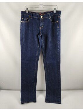 FIDELITY Jeans Womens 32x36 Blue Plumaria Straight Leg Dark Wash Denim